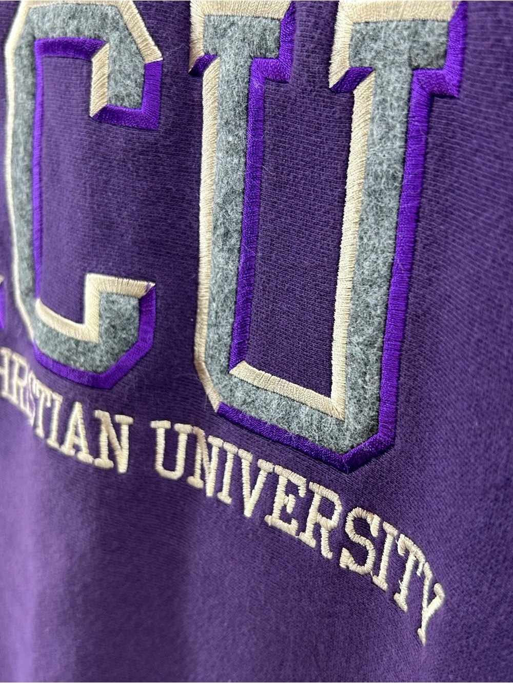 Vtg ACU Abilene Christian Univ Purple Crewneck Sweatshirt XL Pro Weave MV Sport - Picture 4 of 11